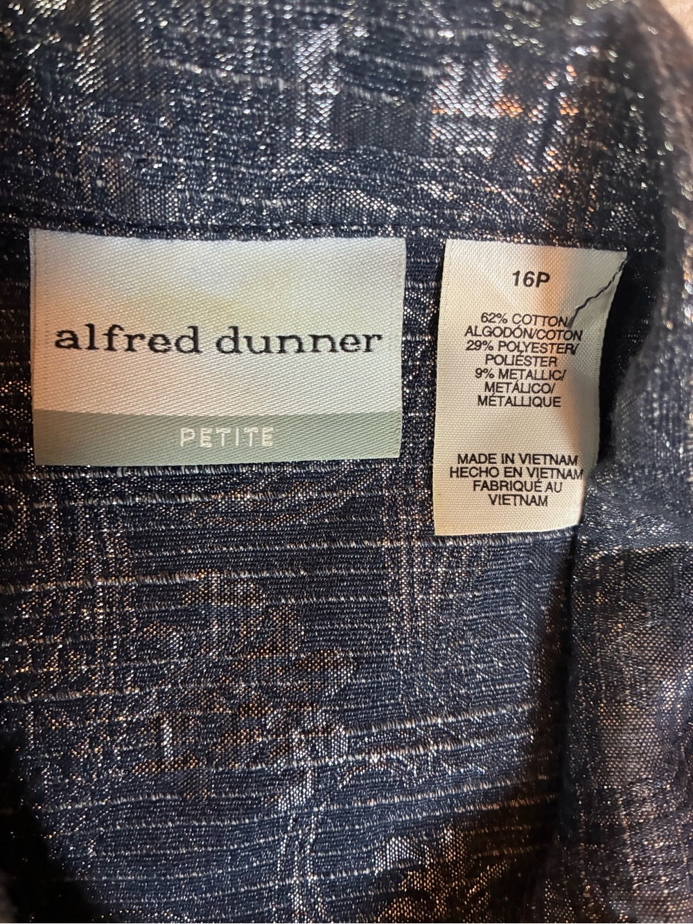 Alfred Dunner, Metallic Silver Gray Evening Jacket, Size 16P Petite - Picture 7 of 9